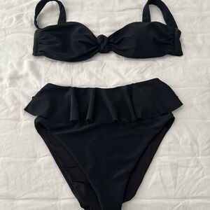 Beach Riot Black Ribbed Bikini Top and Bottom